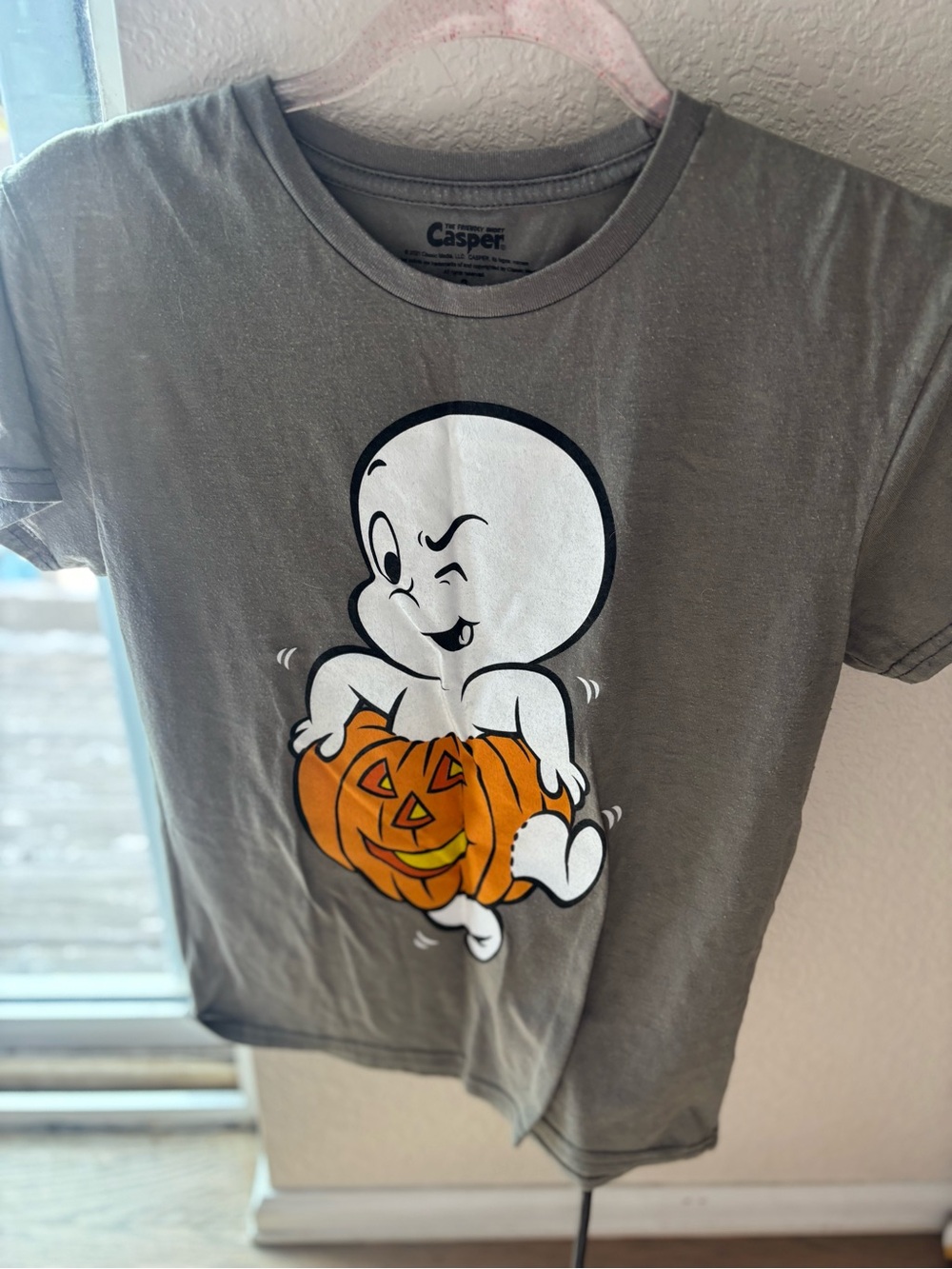 Casper Casper Ghost Halloween Graphic Tee - Gray & Orange - Picture 1 of 3
